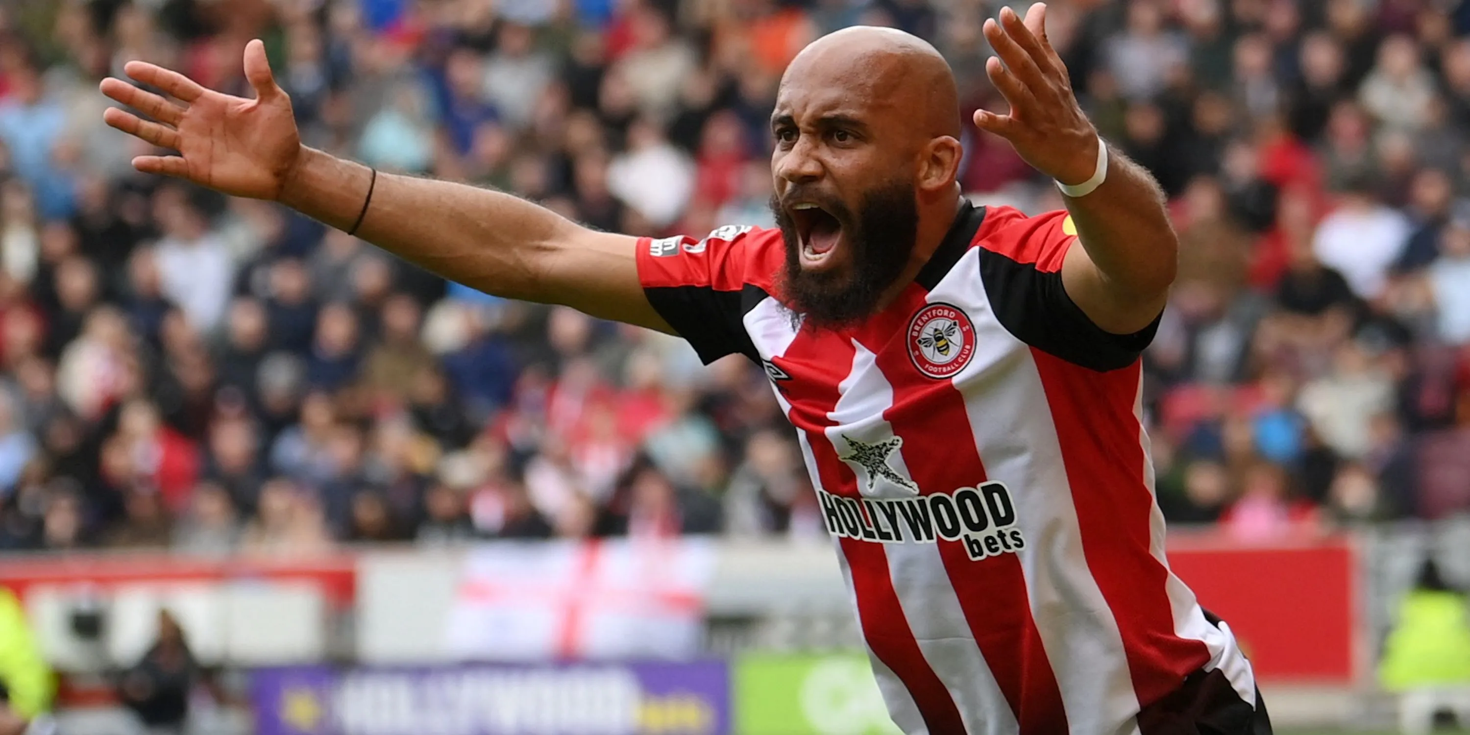 Bryan Mbeumo của Brentford phản ứng trong một trận đấu tại Ngoại hạng Anh