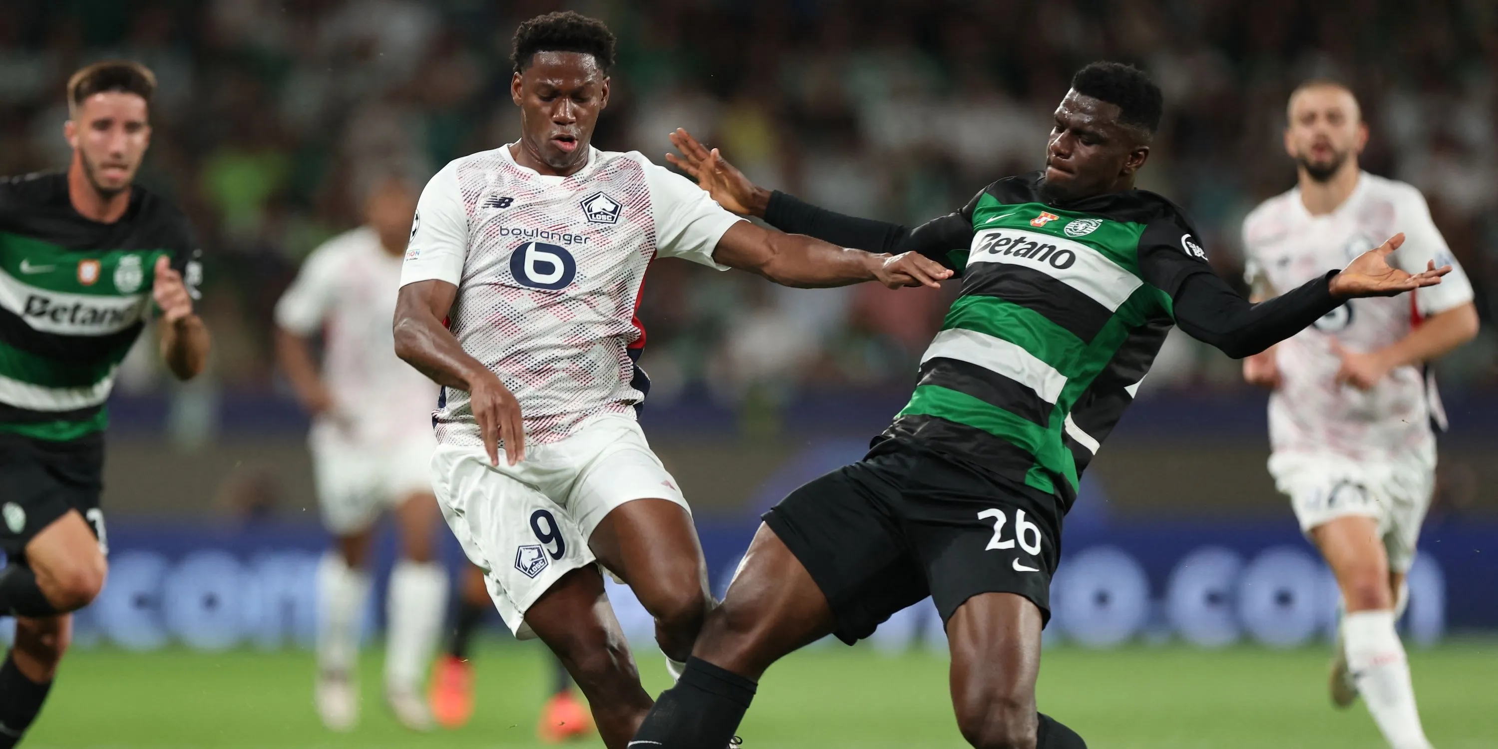 Ousmane Diomande trong màu áo Sporting CP đối đầu với Lille