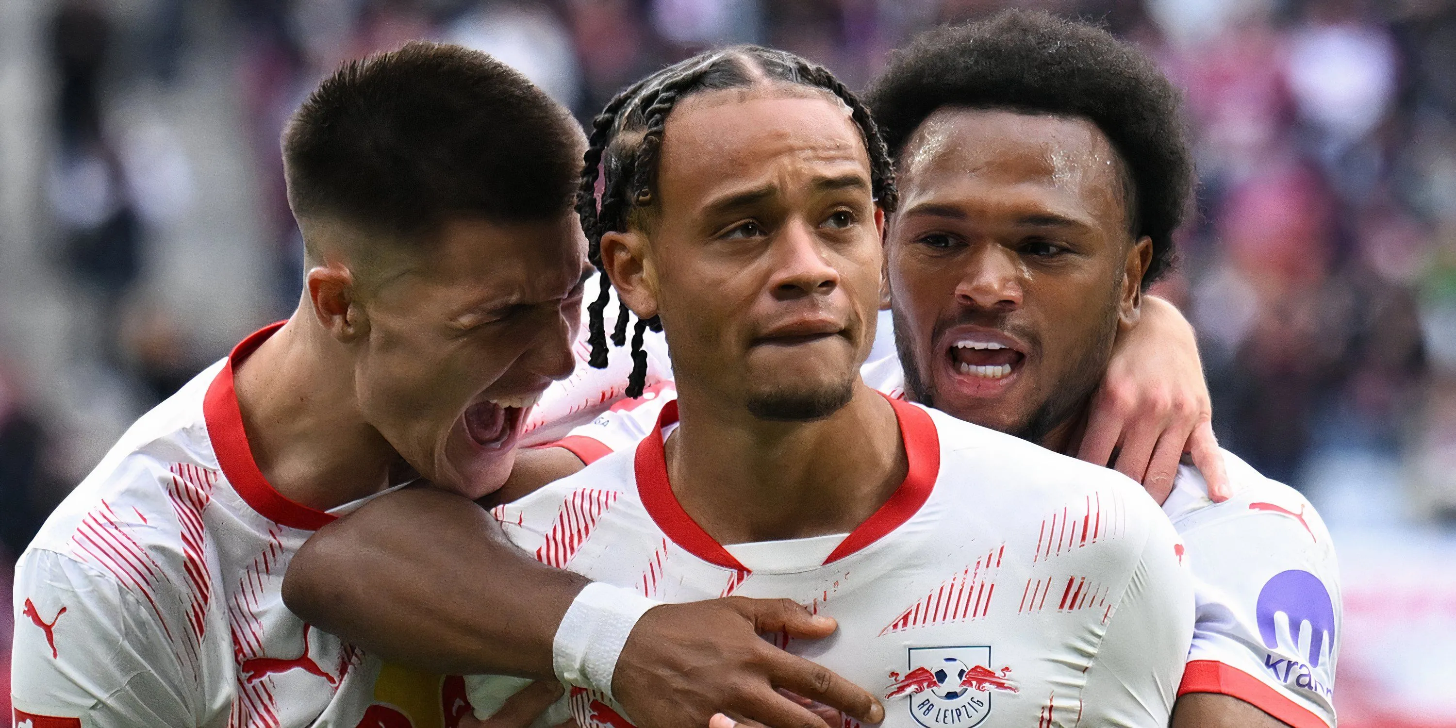 Xavi Simons ăn mừng bàn thắng khi thi đấu cho RB Leipzig