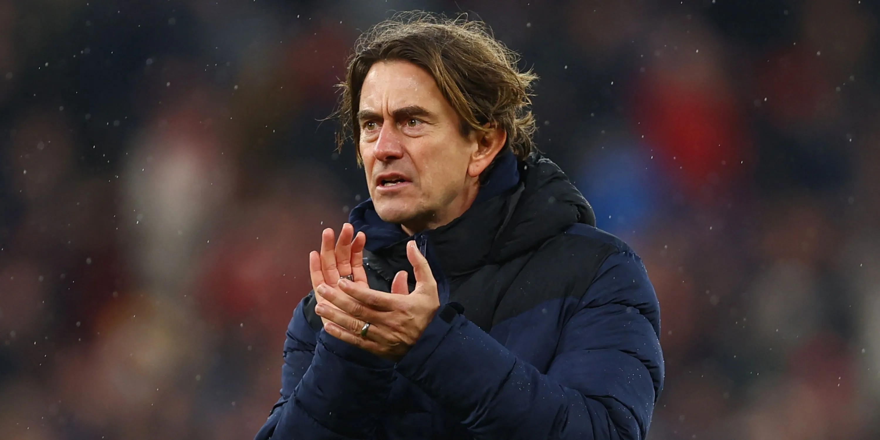 HLV Thomas Frank của Tottenham trong một trận đấu