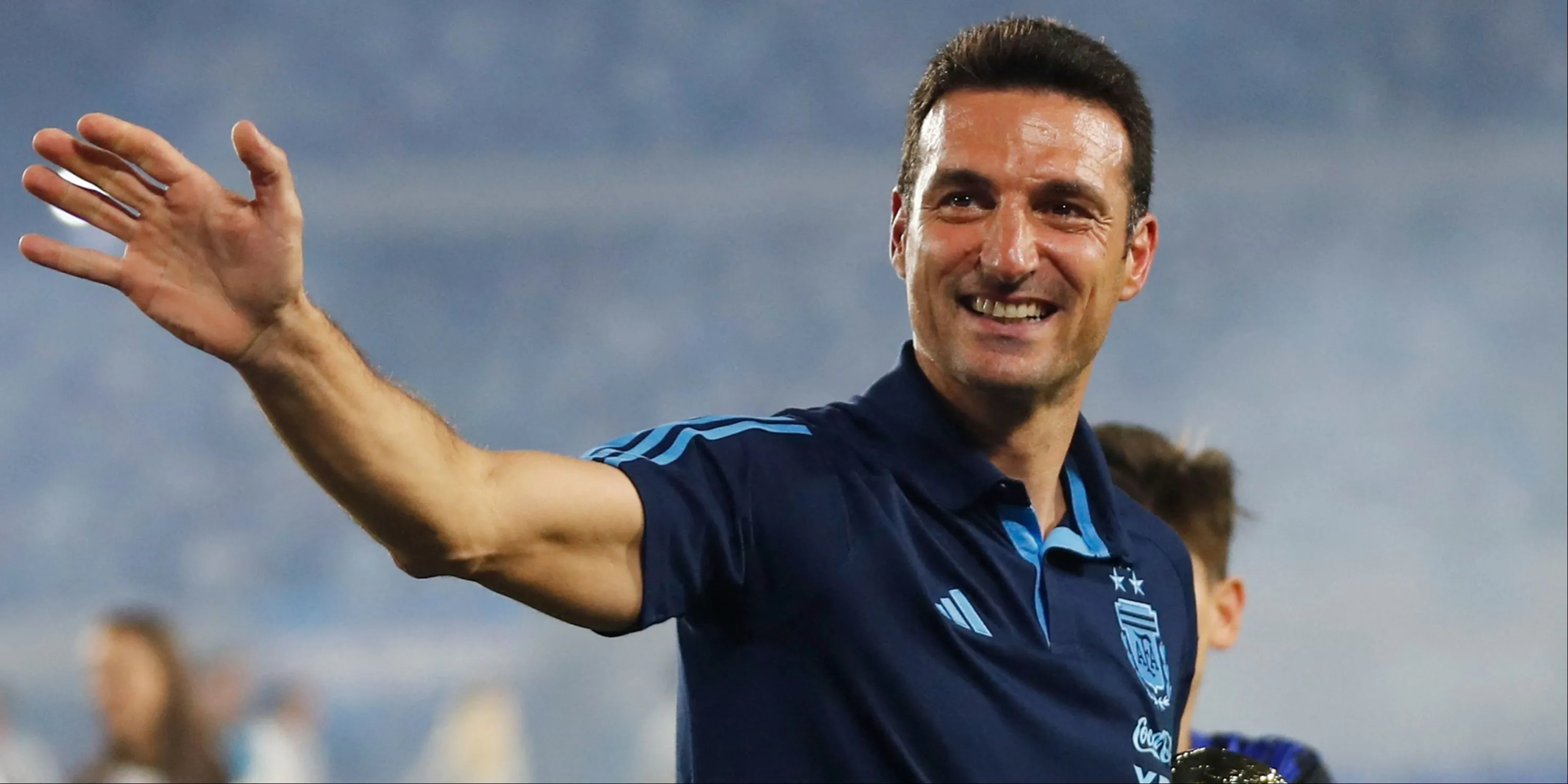 Huấn luyện viên đội tuyển Argentina Lionel Scaloni ăn mừng