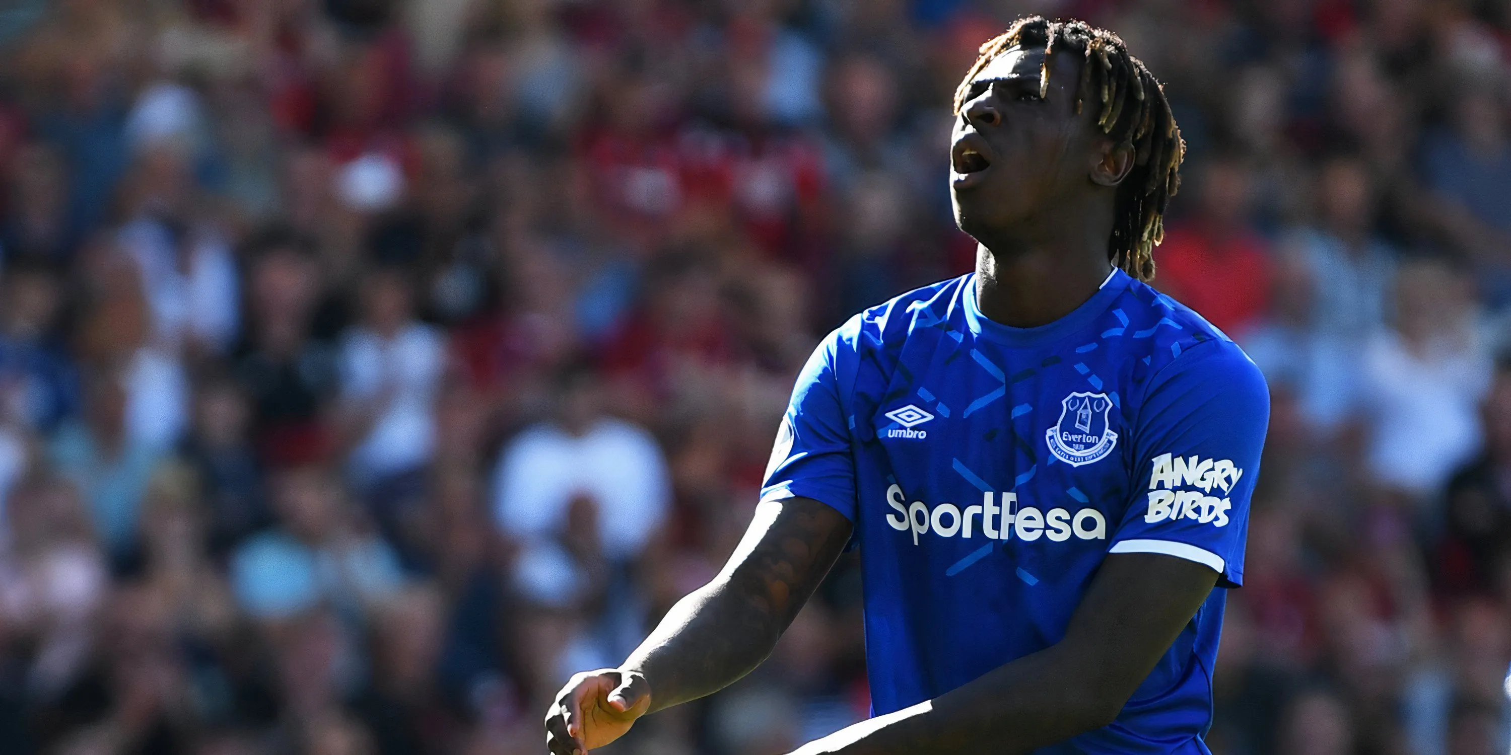 Moise Kean trong màu áo Everton, từng là bản hợp đồng đầy kỳ vọng nhưng không thành công tại Goodison Park.